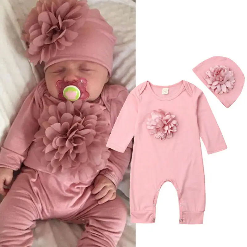 Newborn Baby Girl Romper Floral - VISgogo-peleles 2 cs para recién nacido,